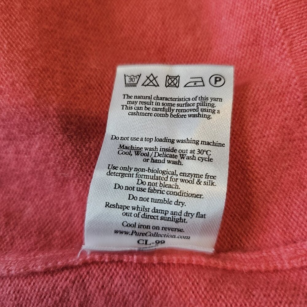 PURE Collection Pink 100% Cashmere Soft Popover Short Sleeve Sweater US 8/10 - Picture 7 of 9